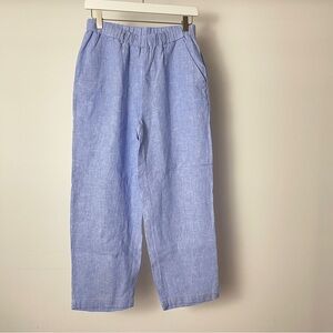 Quince Light Blue Linen Wide Leg Pants Inseam 24“ Size S